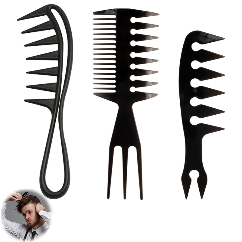 Men'S Grooming Hairstyles - 1/3 adet geniş dişli saç tarağı